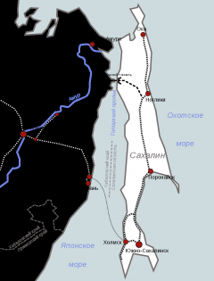 Карта строительства железнодорожного тоннеля на Сахалин (фото: Wikimedia Commons/ Voland77)
