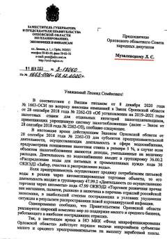 Письмо вице-губернатора Тарасова Музалевскому