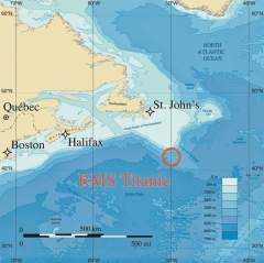 Место гибели «Титаника» и «Титана»
(фото: wikimedia.org)