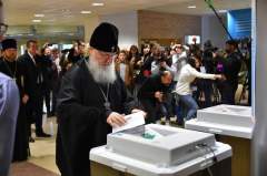 Патриарх Кирилл на избирательном участке в Одинцово