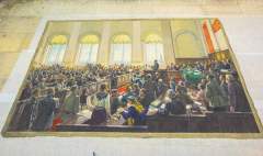 Самая большая картина (6,8 м × 11 м) Александра Герасимова, найденная
в свёрнутом состоянии в подвале павильона № 1 Центральный»