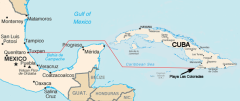 Маршрут похода Гранмы из Мексики на Кубу
(фото: Wikimedia Commons/Cialz)
