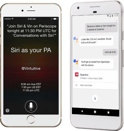 Siri и Google Assistant
